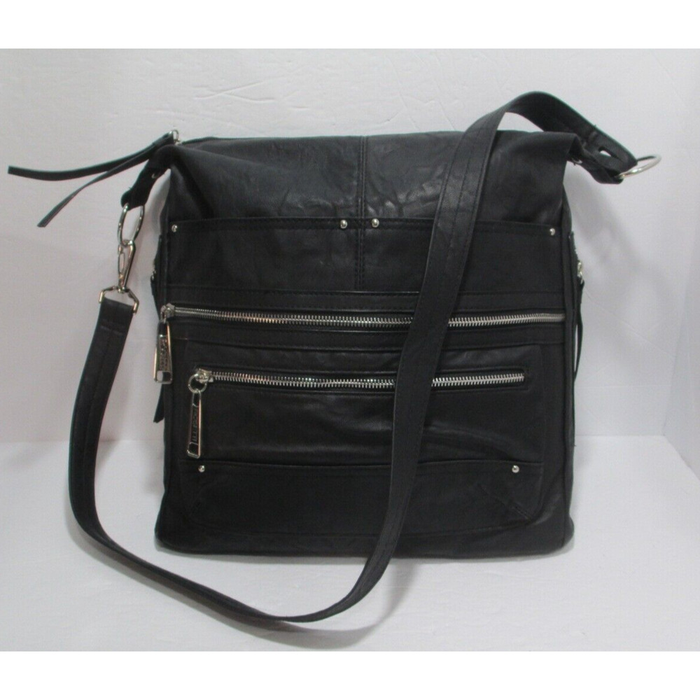 NEW Rosetti Large Crossbody Shoulder Bag Black Faux Leather 12x12